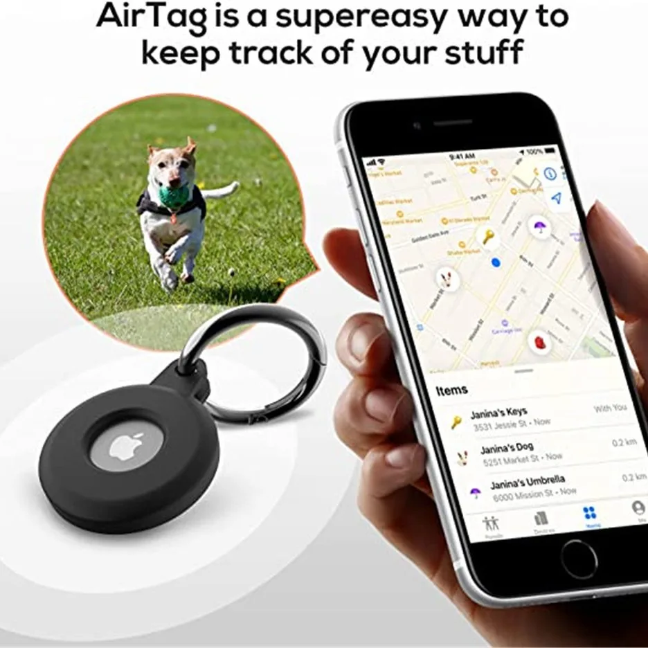 

Silicone Case for Airtag Air Tag Dog Cat Pet Collar Keys Tracker Protective Full Cover Waterproof Anti-lost Keychain Holder
