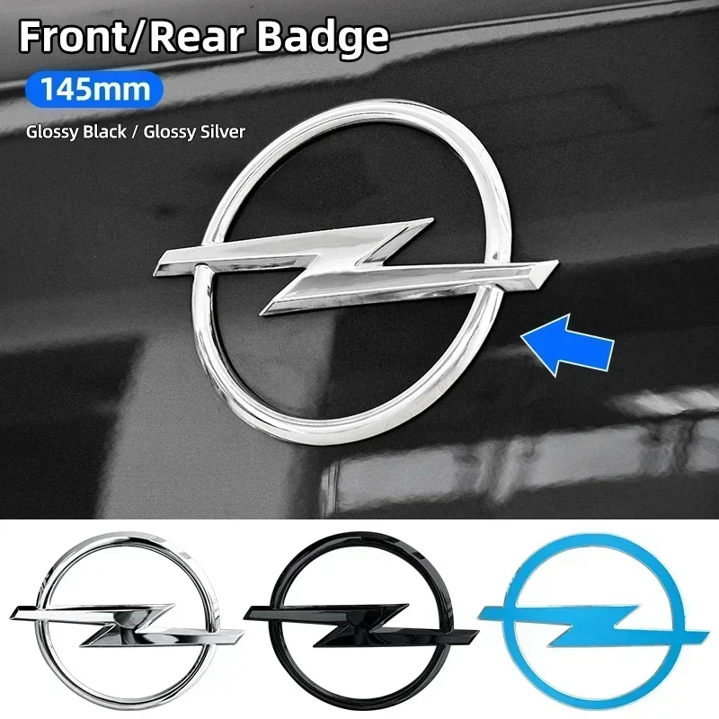 145 مللي متر ثلاثية الأبعاد ABS أسود/فضي سيارة الجبهة مصبغة هود بونيه شعار الخلفي الجذع شارة لاصق الشعار لأوبل أسترا إنسيجنيا كورسا زافيرا #1