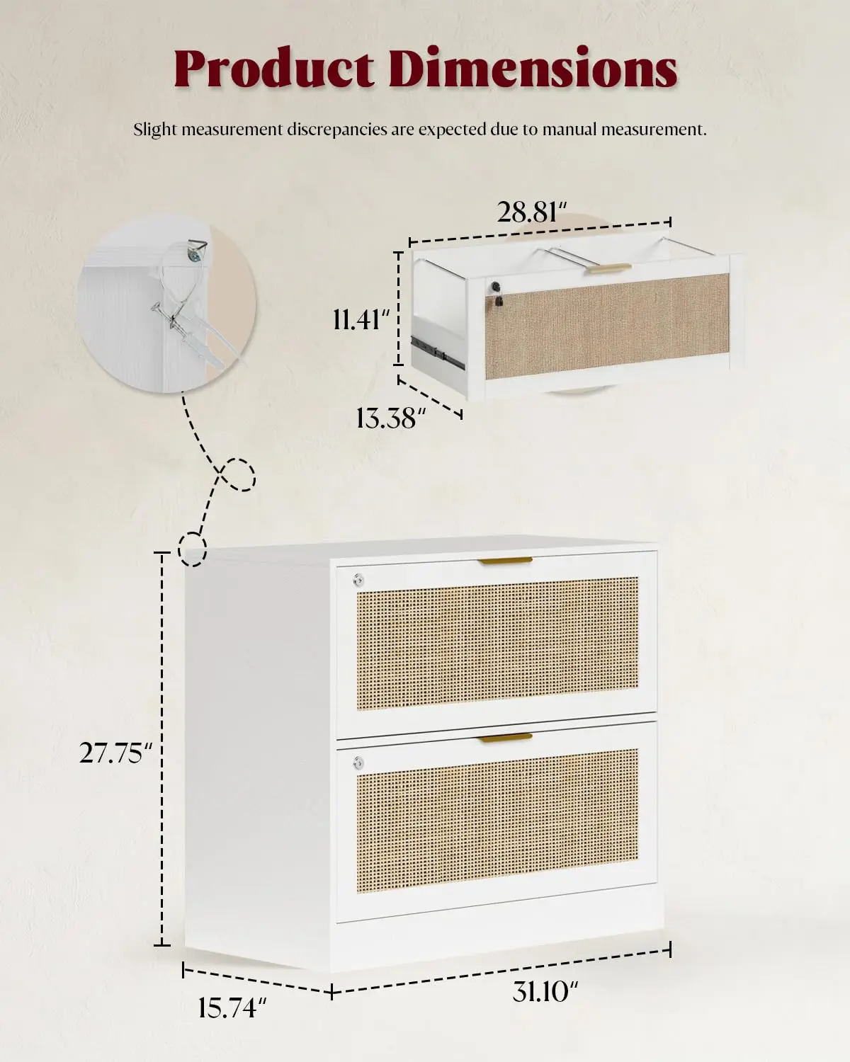 2 Drawer Locking File Cabinet & Printer Stand Lateral Storage Office Organizer, Customized