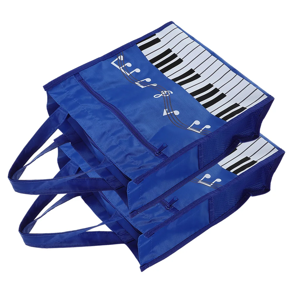 

2 Pcs Music Handbag Tote Musical Bags Piano Keys Books Storage Non-woven Fabric Note Student Portable for