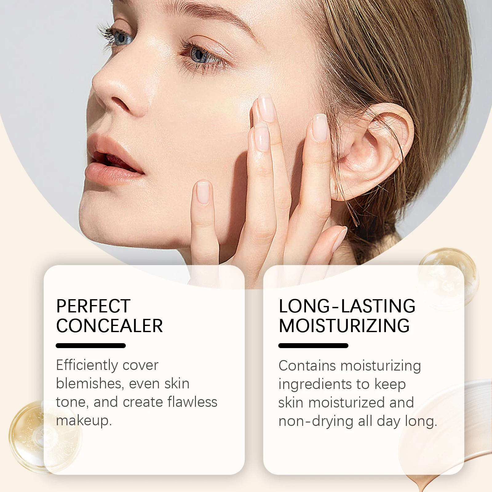 Color Changing Foundation Natural Lightweight Concealer Hydrating Brightening Long Lasting Moisturizing Full Coverage Even Skin