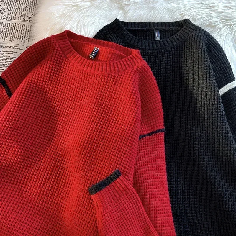 

Men's Home High-quality Winter Fashion Trend Round Neck Plaid Pullover Sweater Loose Versatile Comfortable and Casual Home Wear