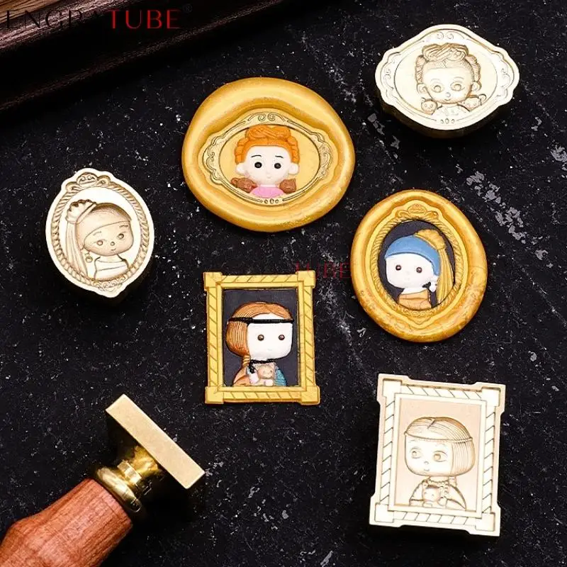 

Famous Oil Paintings 3D Embossed Wax Seal Stamp Multilayer Mona Lisa Van Gogh Self-Portrait DIY Gift Greeting Card Decoration