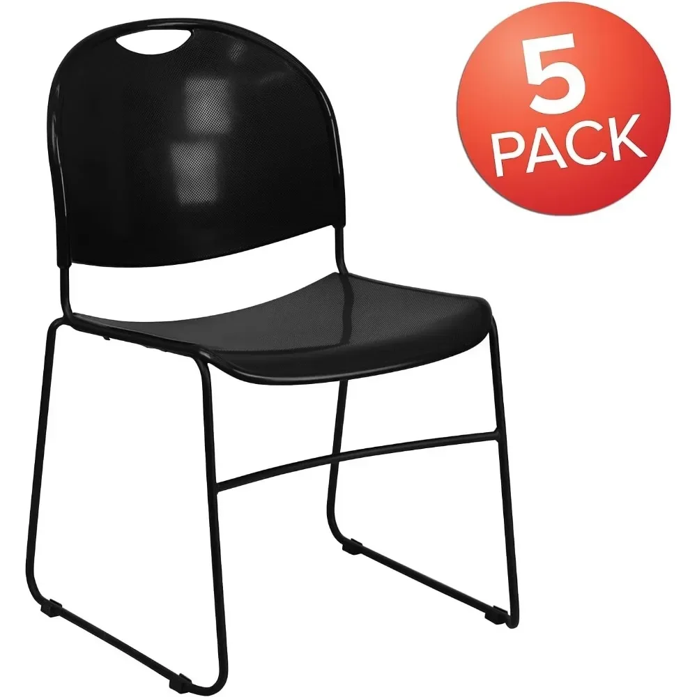 Hercules-Chaises Empilables Ergonomiques avec Sièges Profilés, Série Ultra Compactes en Plastique, Salle d'Attente/Événement, Correction par Chaises, Lot de 5