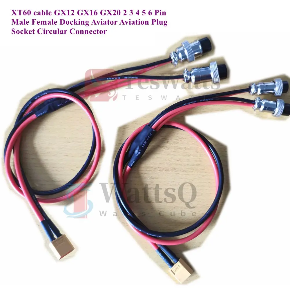 Circular Connector XT60 cable to GX12 GX16 GX20 2 3 4 5 6 Pin Male Female Docking Aviator Aviation Plug Socket