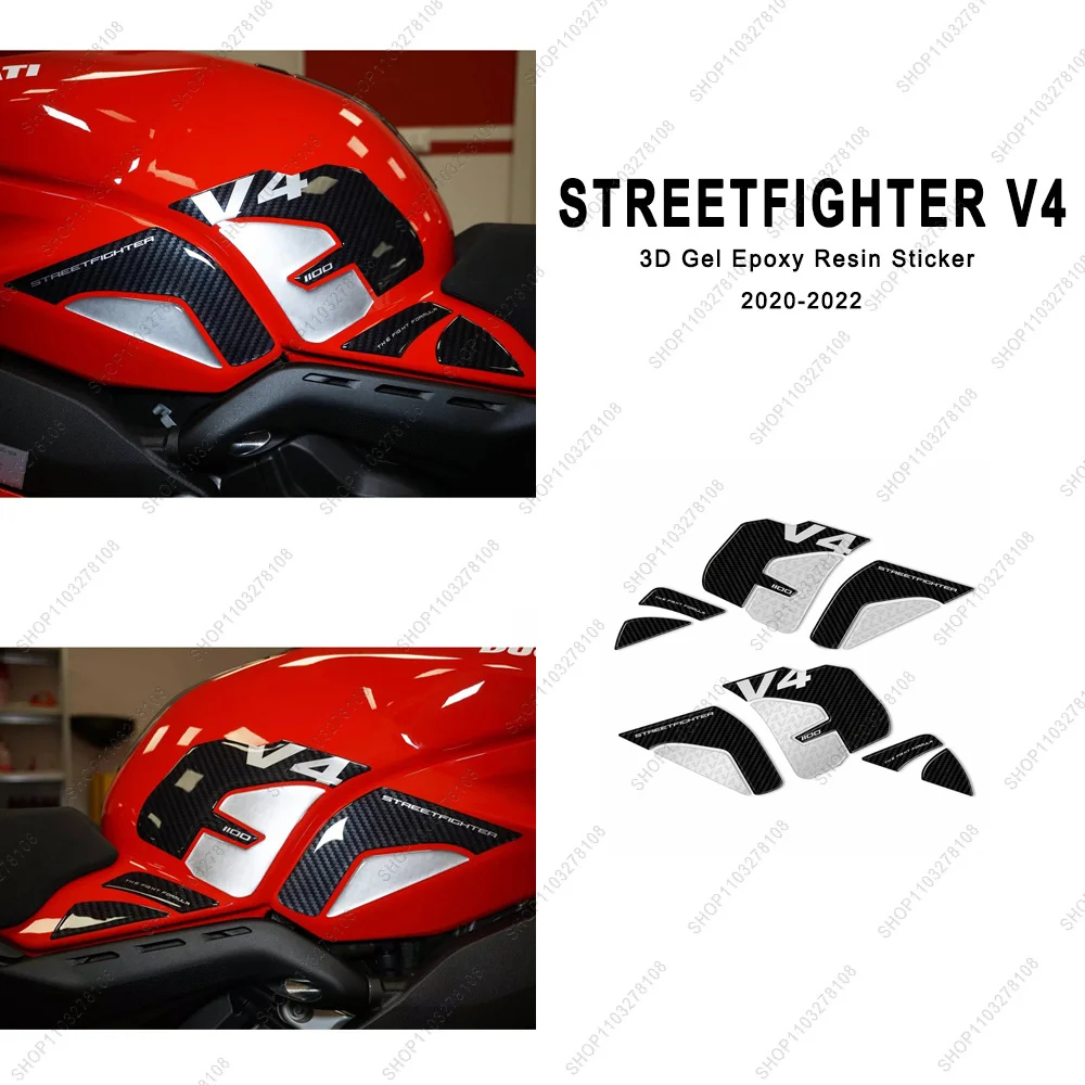 

For Ducati streetfighter V4 2020-2022 3D Gel Resin Sticker Kit Scratch-Resistant Motorcycle Side Tank Pad Protective Sticker