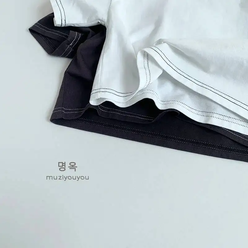 Primavera Estate Bambini T-shirt 1-8Y Ragazzi Lettera di cotone Manica corta T-shirt Coreano Magliette e camicette Abbigliamento per bambini Per i bambini Vestiti Nuovo