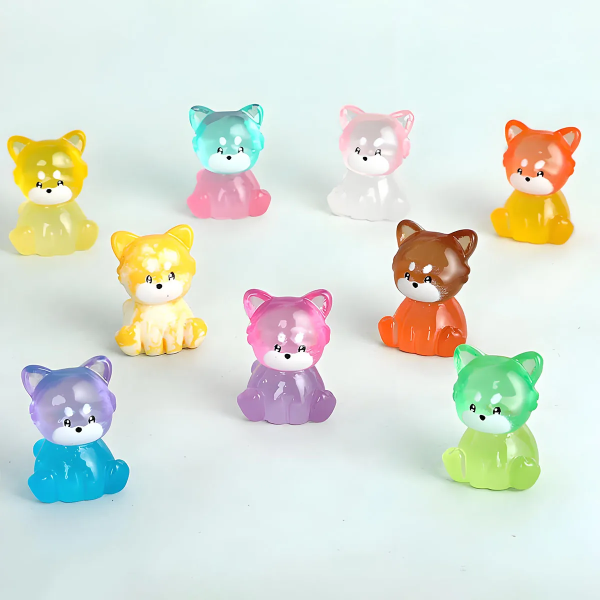 10/20 قطعة مضيئة صغيرة الراتنج الراكون توهج في الظلام الراكون الملونة الحيوانات الصغيرة أرقام حلية DIY بها بنفسك بوعاء النبات ديكور