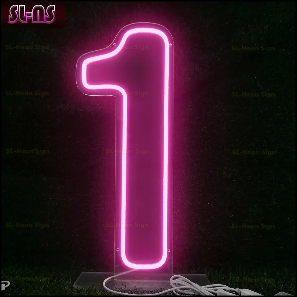 RGB Number 1 Neon Signs for First Birthday Party LED Light Up Signs Wedding Decor Numbers 0 1 2 3 4 5 6 7 8 9 Lamp Kids Gift