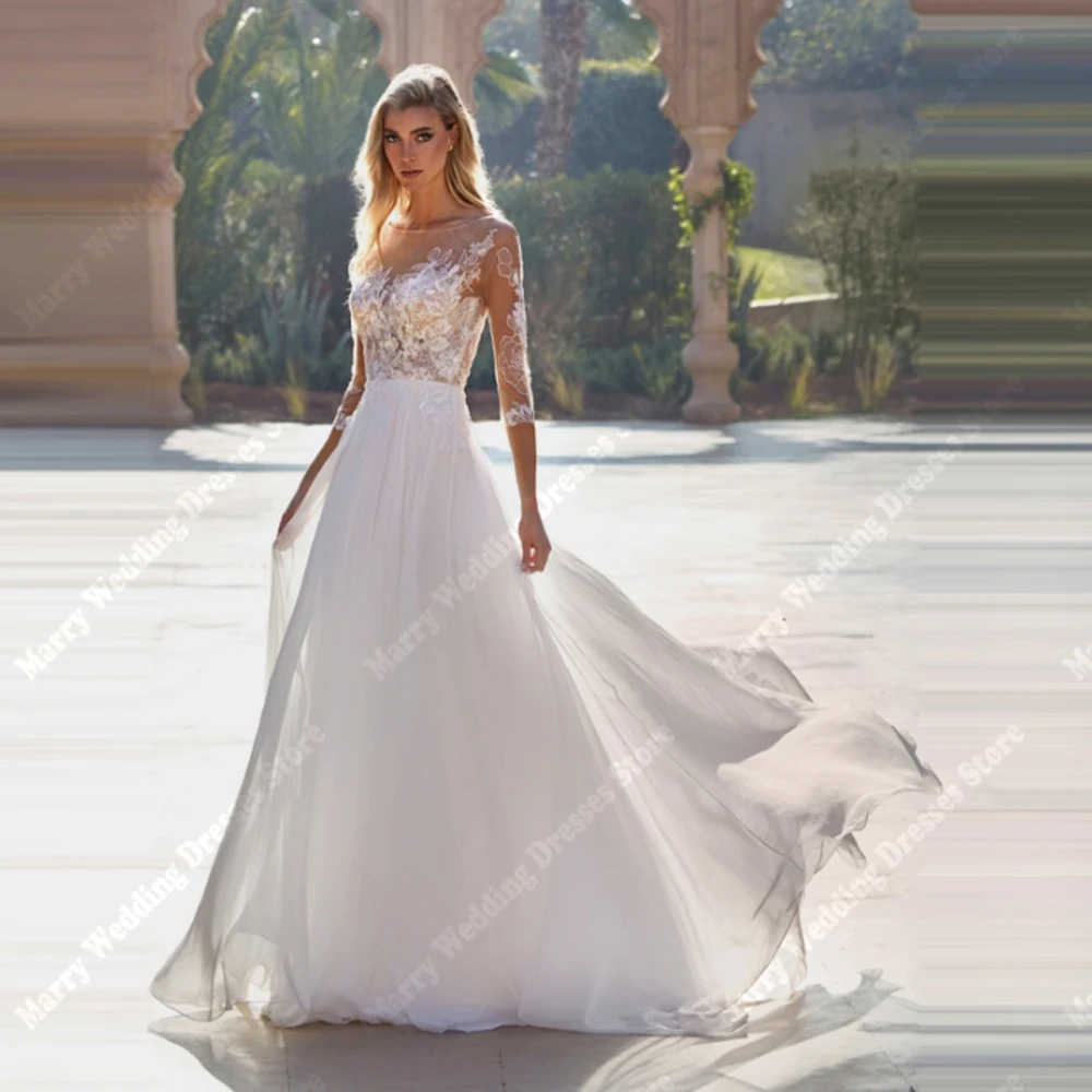 

Elegant Women's Wedding Dresses Sexy Round Neck V-Neck A-Line Bridal Gowns Engagement Banquet Princess Robes 2025 Mariage Femme