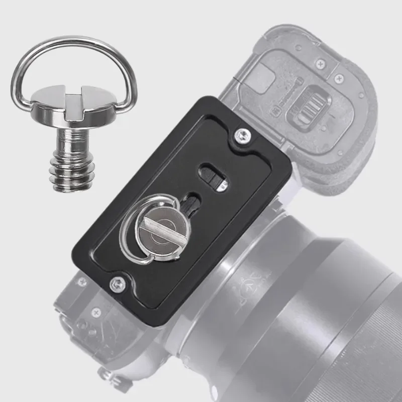 Aço inoxidável Camera Screw, Quick Release Plate, 1/4 "Folding D-Ring Adapter, Monopod Tripé Cabeça para DSLR