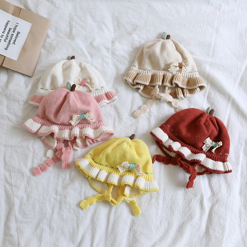 

2023 Spring Autumn New Baby Hat Multi Color Optional Lace Hat Warm Princess Hat Newborn Hat For Girls Children Accessories 6-36M