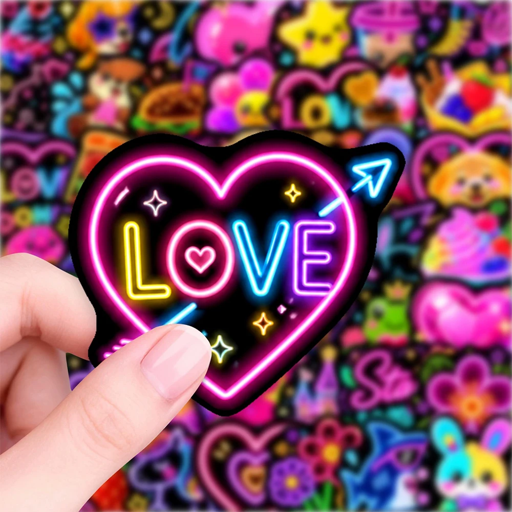 10/30/50pcs Cartoon Creative Neon Light Graffiti Stickers Cute Aesthetic Decals Decoration DIY Phone Notebook Guitar Sticker Toy