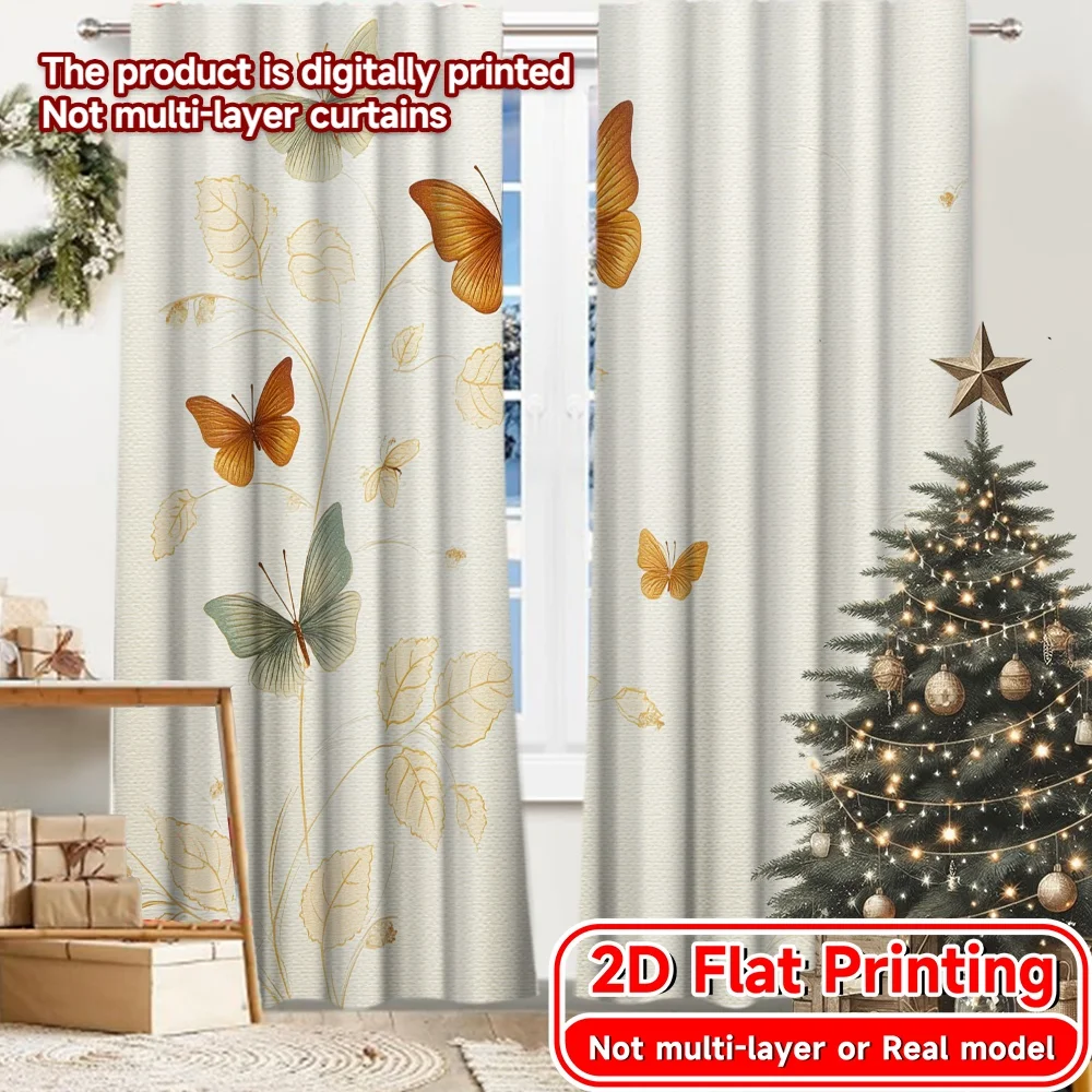 2D FLAT PRINTING 2pcs Curtains (Without Rod) Easter Bunnies with Colorful Eggs Women is Day Festival Popular Curtains&Drapes