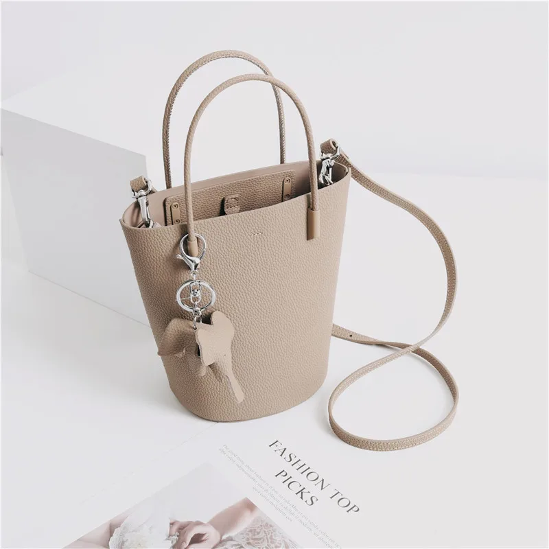 Skórzana torebka damska ze skóry bydlęcej Packs2024Spring New Handbag Fashion All-Matching Special-Interest Design Cross Body Bucket Bag