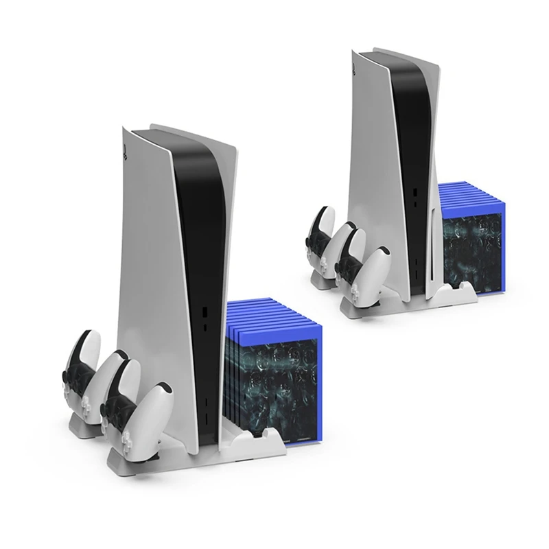 Multi-Functional Cooling Dock สําหรับ P5 คอนโซล Universal Dock Docking Station พร้อมแผ่นดิสก์ Handle สําหรับ PS5 PRO/PS5 slim