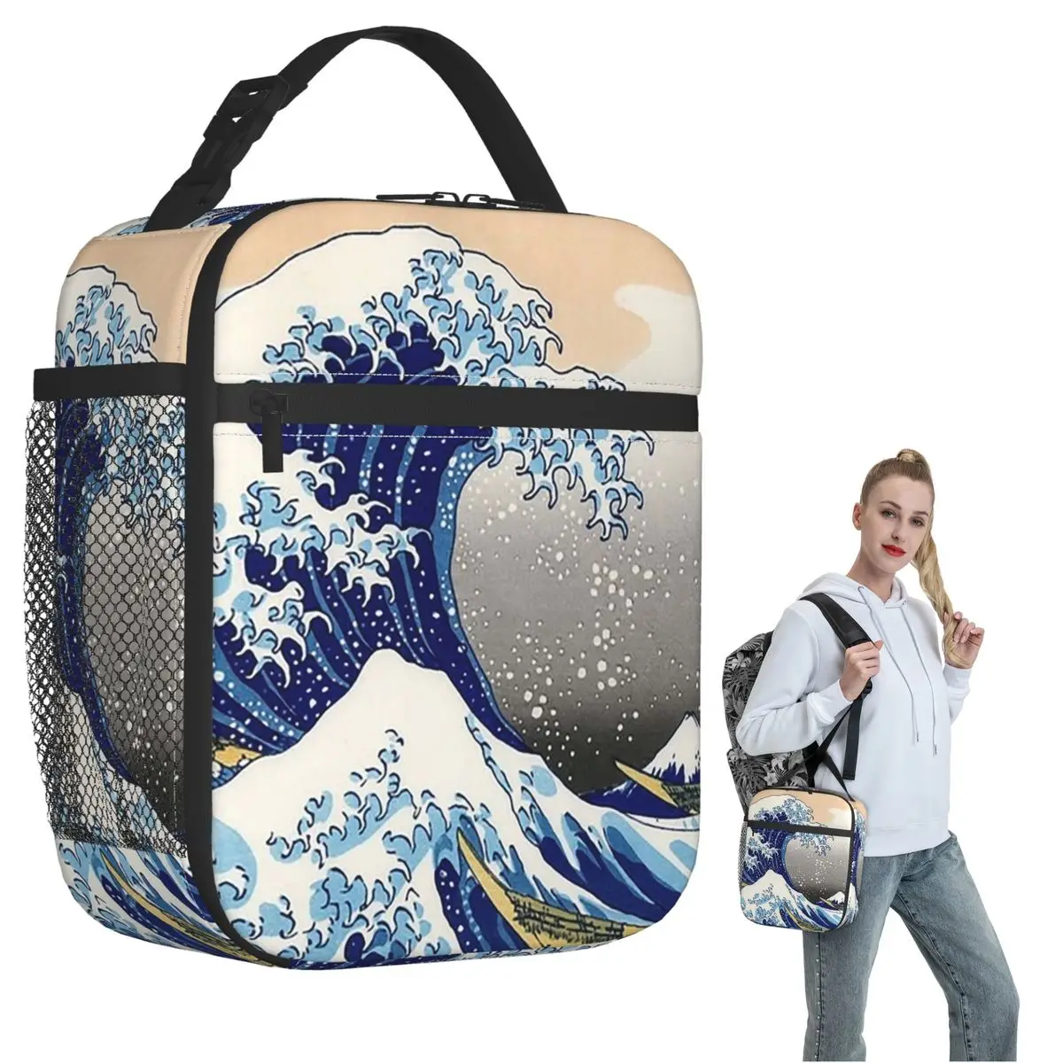 

Термосумка для обедов и еды «Великая волна у Канагавы» Катсушика Хокусай для женщин и детей, изолированная сумка-тоут для ланч-боксов