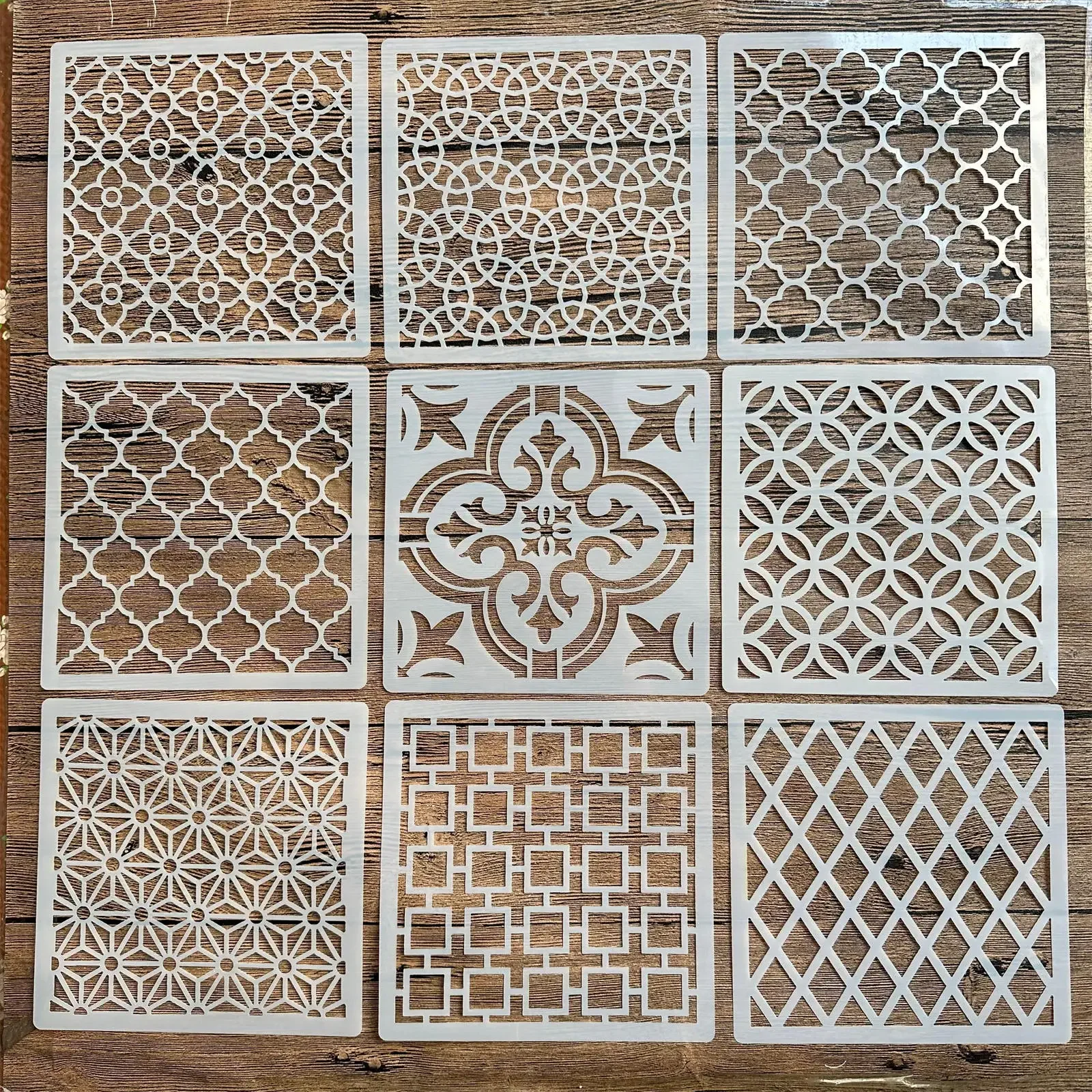 9 sztuk / zestaw 15 * 15 cm formy DIY szablony do rysowania dekoracji wnętrz szablon do cięcia laserowego szablon ścienny płytki malarskie szablony do ciasta