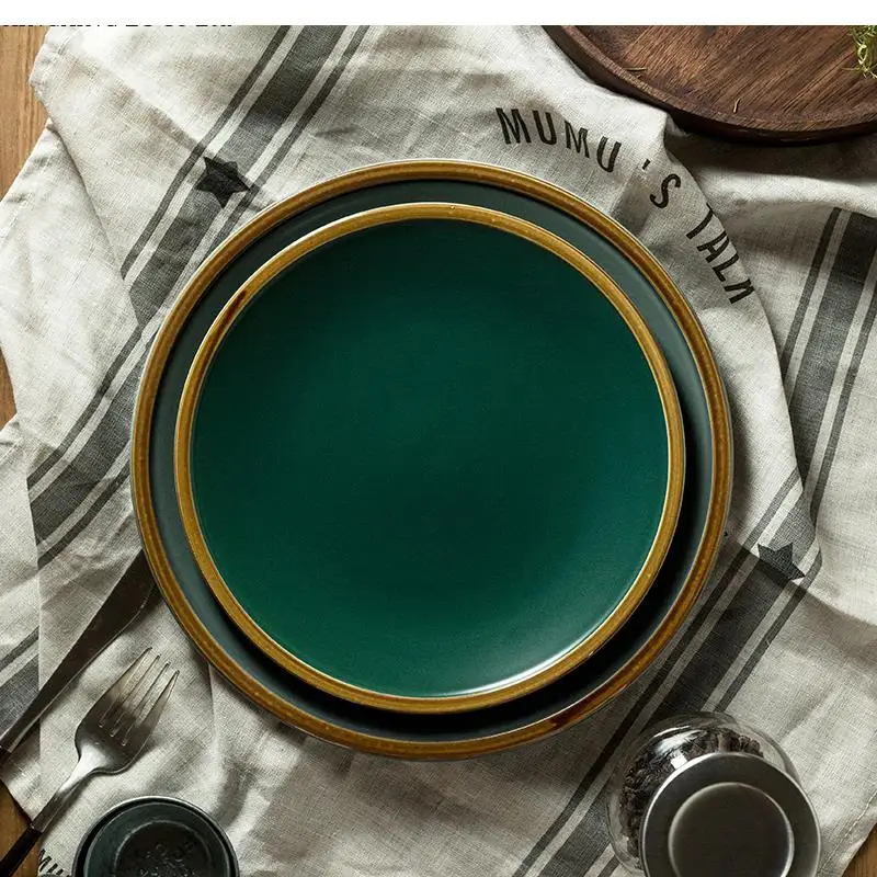 الشمال السيراميك طبق ستيك عشاء الغربية المنزلية بنوم بنه صينية لوازم أدوات المائدة المستديرة