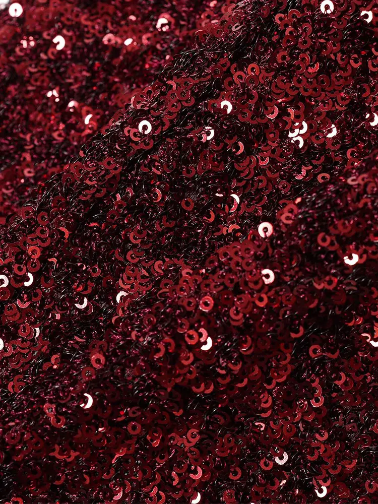 NLZGMSJ 시크 레드 스팽글 파티 드레스 홀터 백리스 롱 드레스 패션 2025 이브닝 클럽 스트레이트 엘레강트 새해 드레스