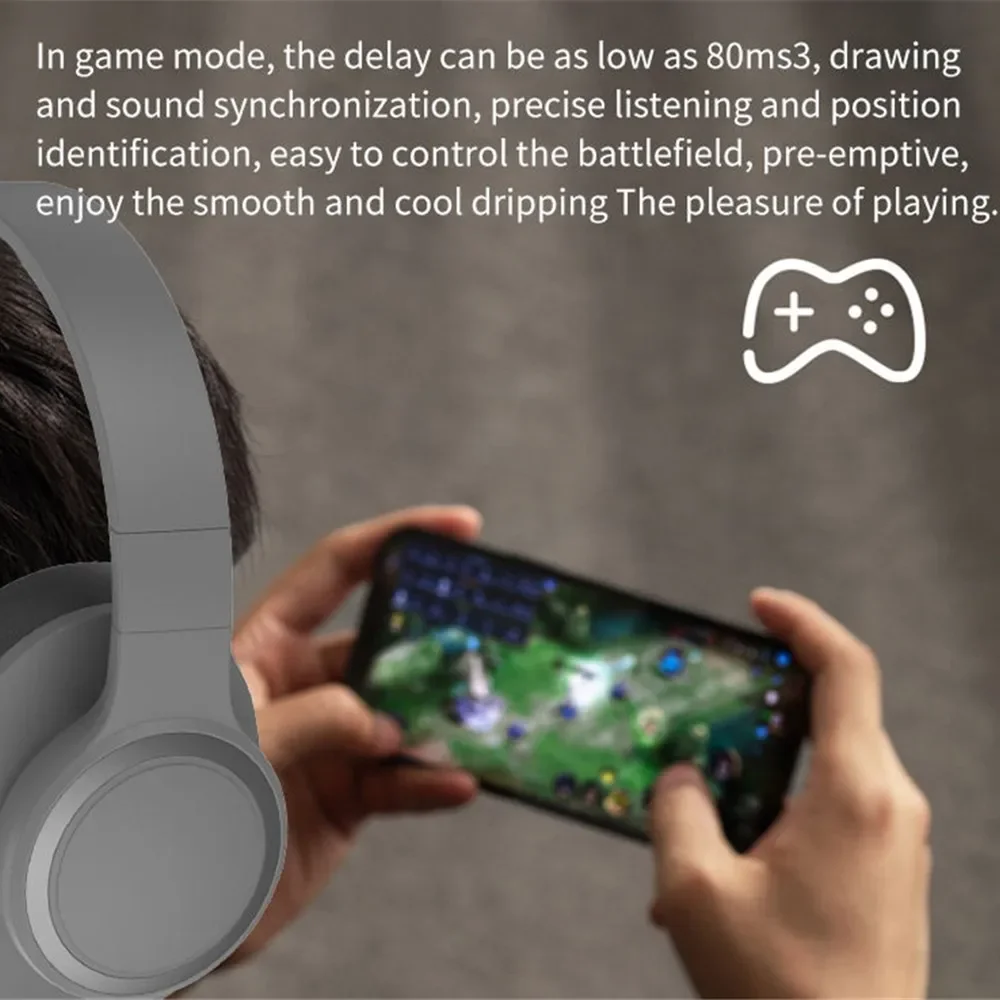 Shoumi 2023 سماعات لاسلكية طويلة التحمل بلوتوث سماعة سماعة كبيرة الكمون المنخفض عقال سماعة الألعاب مع هيئة التصنيع العسكري #5