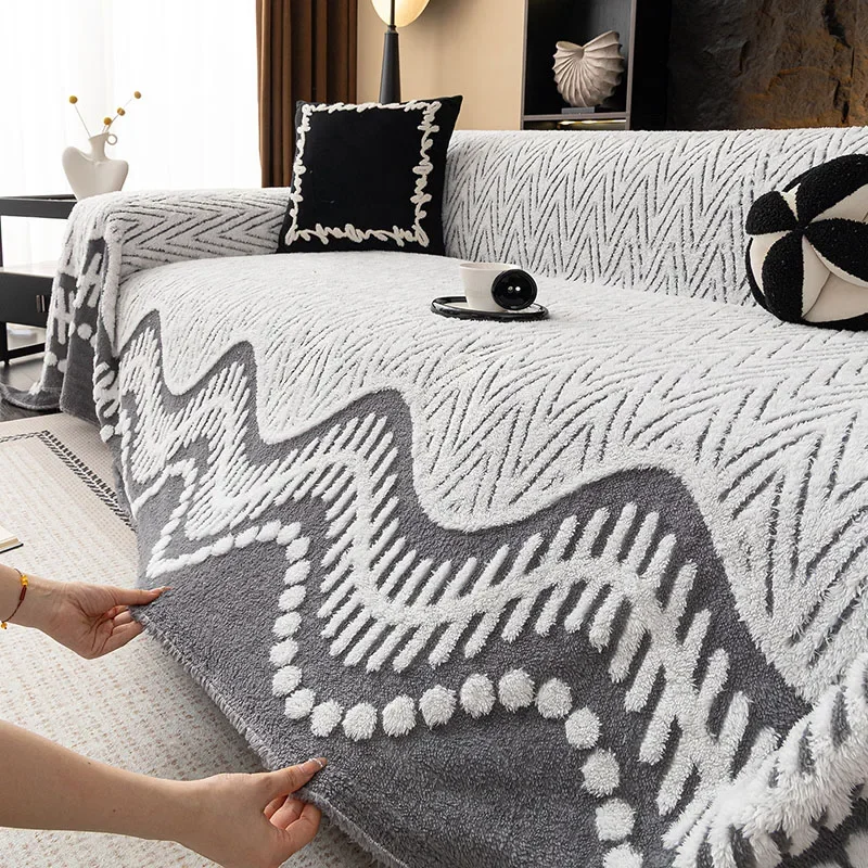 Autumn and Winter Thick Velvet Sofa Towel Full-Cover Antiskid Anti Cat Scratch Sofa Cover Soft Easy-Care Armchair Protector