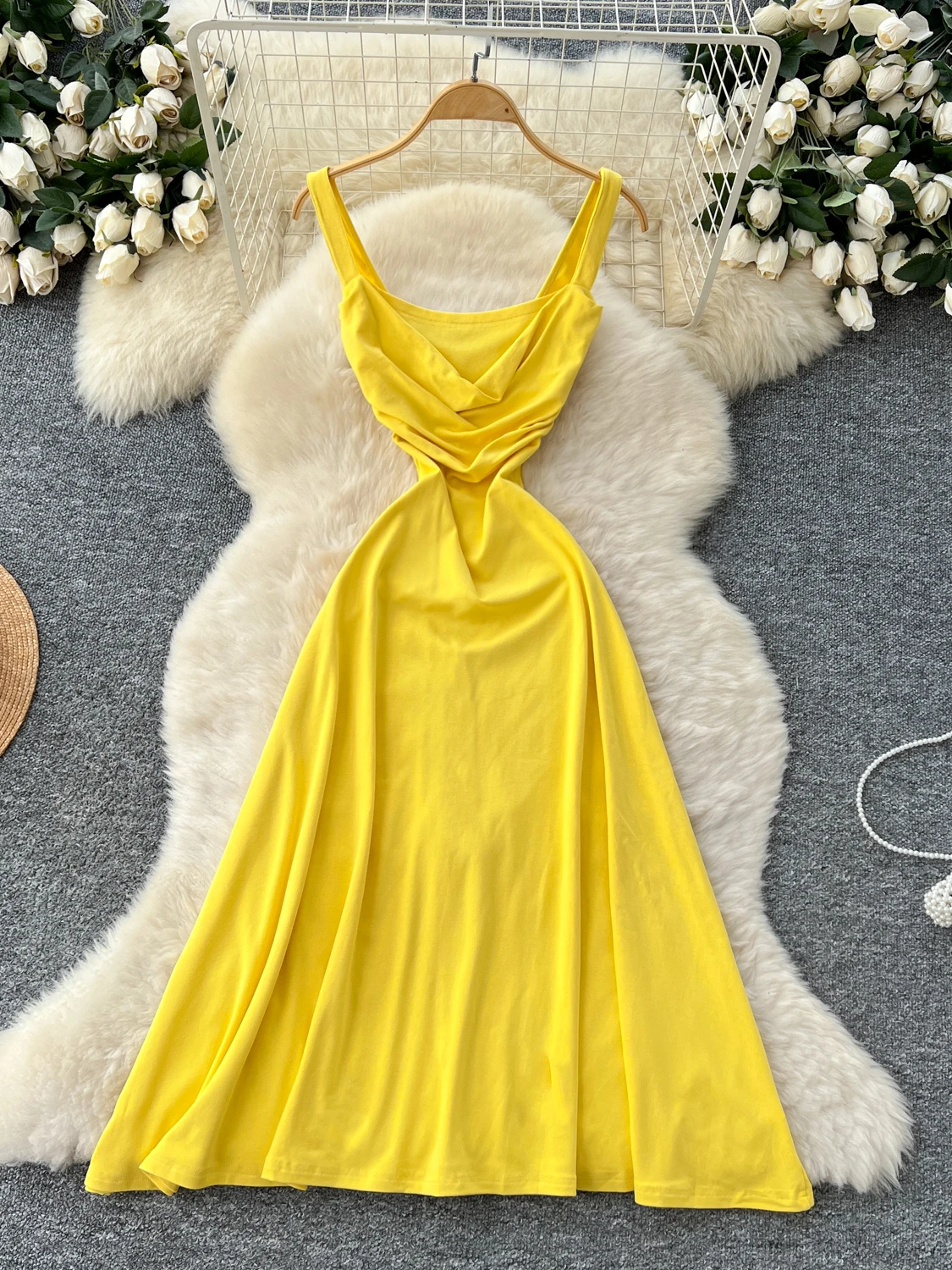 Spódnica damska Ele Summer Vaion Dr, wysoki stan, wyszczuplająca, długa, do pracy, koreańska, fason A-line.