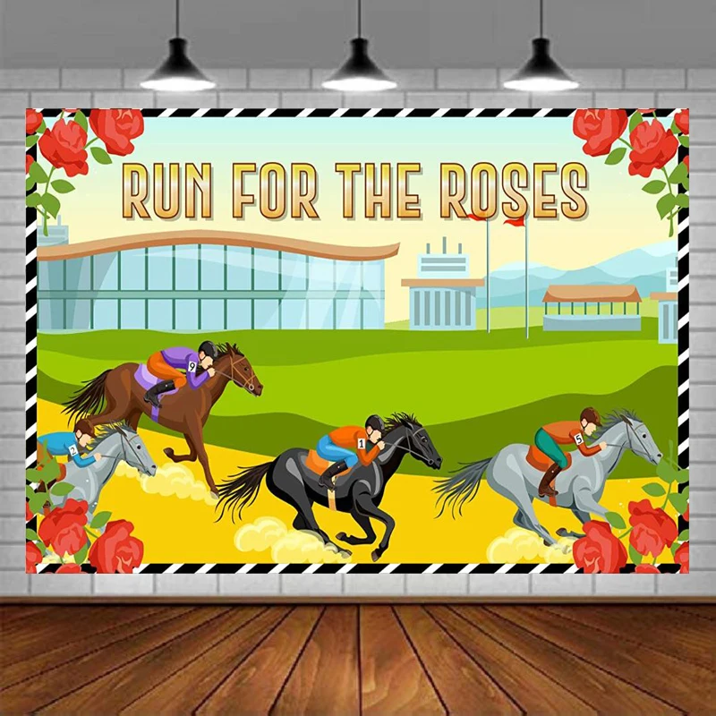 Kentucky Horse Derby Day Photography Backdrop Horse Racing Game Banner Background Wall Decorations Supplies