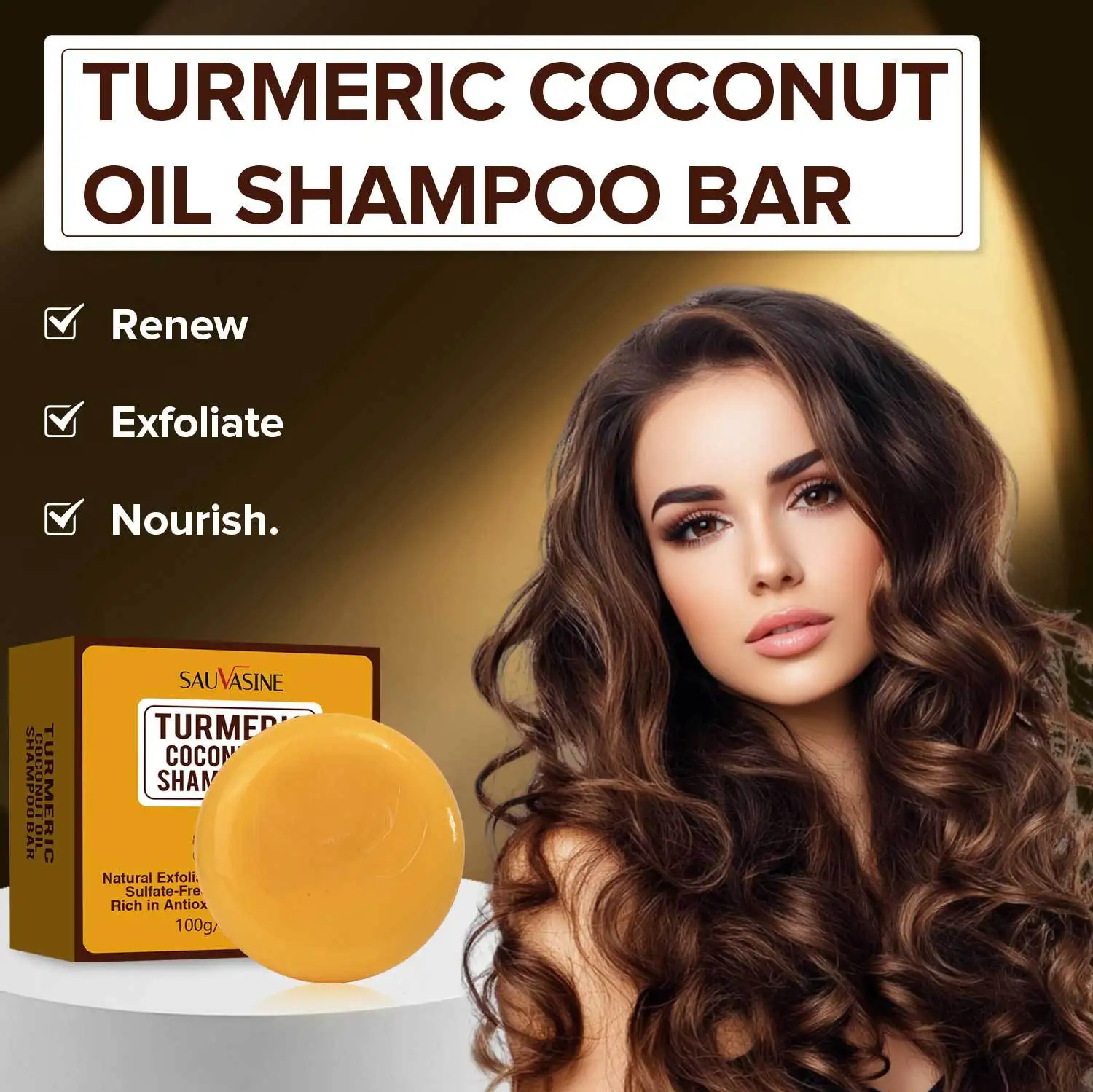 

Hair Nourishing Soap Repair Damaged Dry Hair Deep Cleansing Scalp Moisturizing Dandruff Removal Turmeric Coconut Oil Shampoo Bar