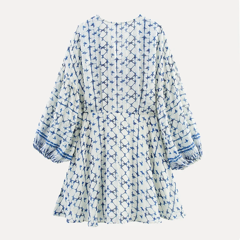 Ele Metal Color Print Dr Summer 2025 Women's Faion Casual Long Sve V-Ne Polyester Fiber Single Piece Z