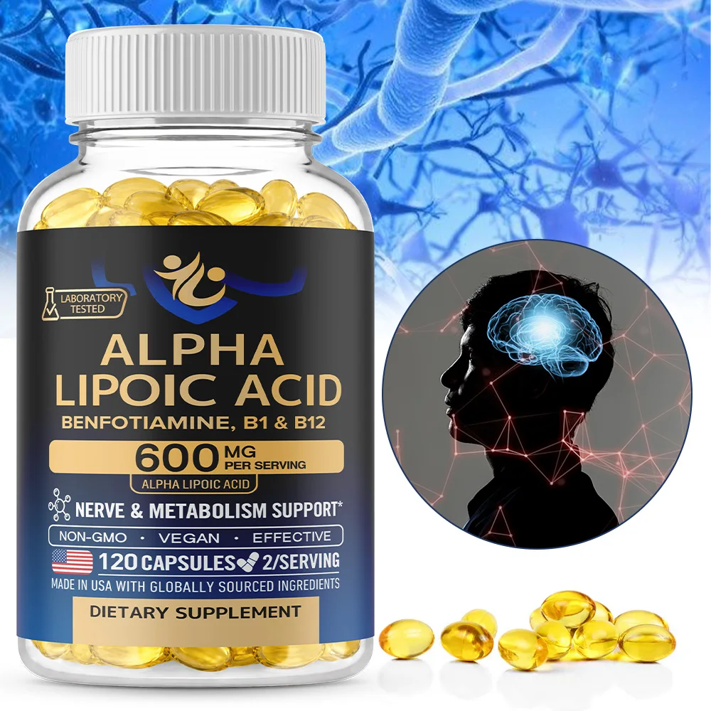 Alpha Lipoic Acid 600mg - ALA Supplement with Benfotiamine Support Antioxidant, Nerve, Brain, Liver, Energy & Metabolism