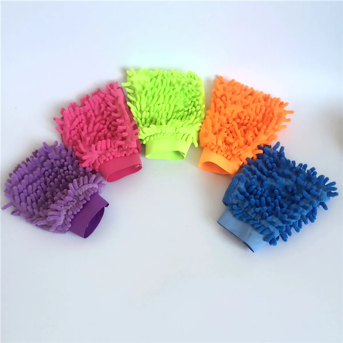 Cleaning Mitt Dusting Gloves For Garage Car Wash Chenille Microfiber Rose Red Scratch-free Ultra Soft Single Sided