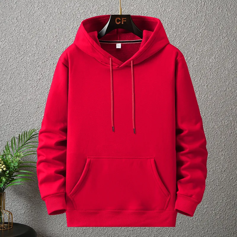 800G Heavy Weight Fashion Men\'s Hooded New Autumn/Winter Casual Thick Cotton Plus Size L-12XL Top Solid Color Hooded Sweatshir