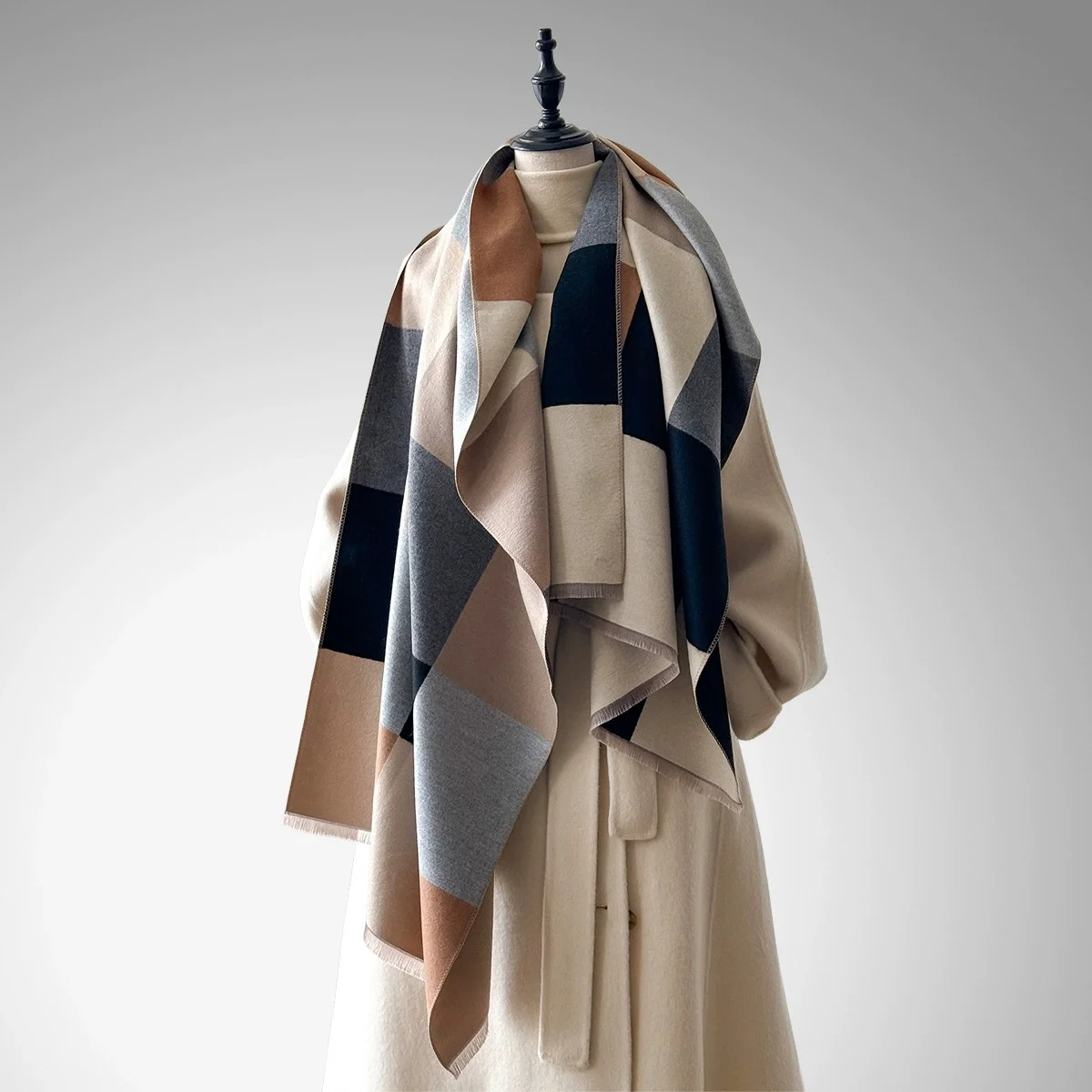 

Женский роскошный шарф из искусственного кашемира на осень-зиму — новое теплое пончо из пашмины, модная толстая шаль с принтом