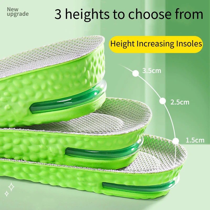 1Pair Air Cushion height increase insoles Breathable Sweat and Anti-Odour Insole Shock Absorbing Insole for Sports Shoes