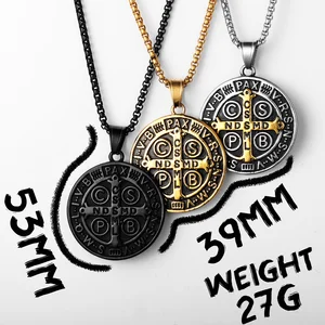 Exorcismo de São Bento Colares de aço inoxidável para homens e mulheres, poderoso amuleto, vintage, novos presentes de joalheria, atacado 8 principais vendas amuletos e talismãs poderosos - №5