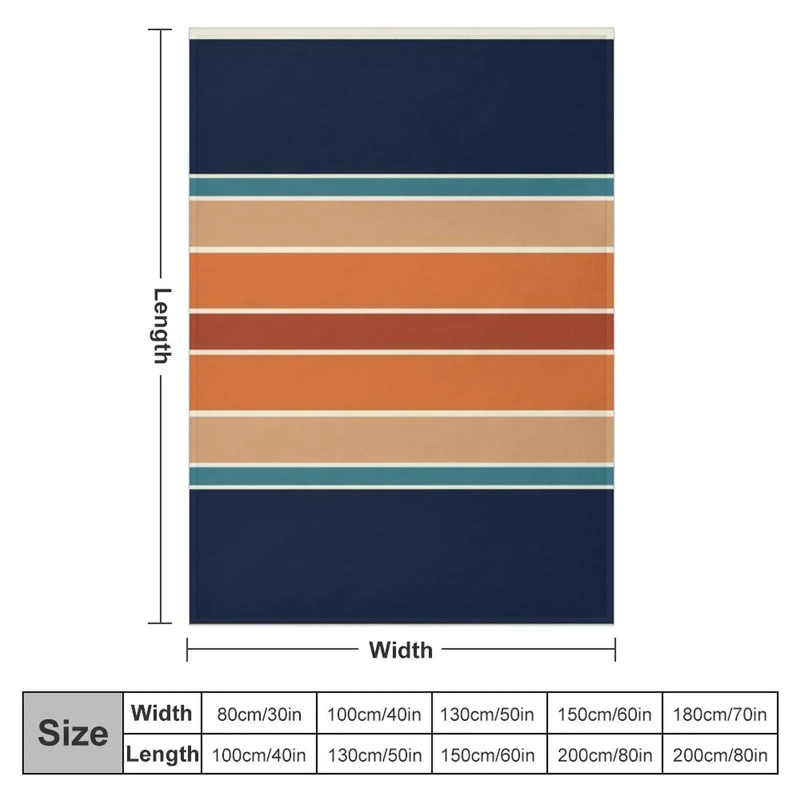 Retro Stripes Mirror Orange Rust and Blue Throw Blanket sofa bed Nap Moving Blankets For Baby Hairy Blankets