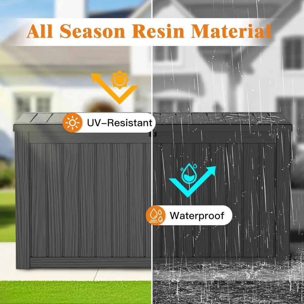 กล่องเก็บของกลางแจ้งกันน้ำ - ความจุ 150 แกลลอน, กล่องเก็บของแบบมีกุญแจสำหรับเก็บอุปกรณ์ทำสวนและเบาะรองนั่งในลานบ้าน เหมาะสำหรับใช้งานกลางแจ้ง