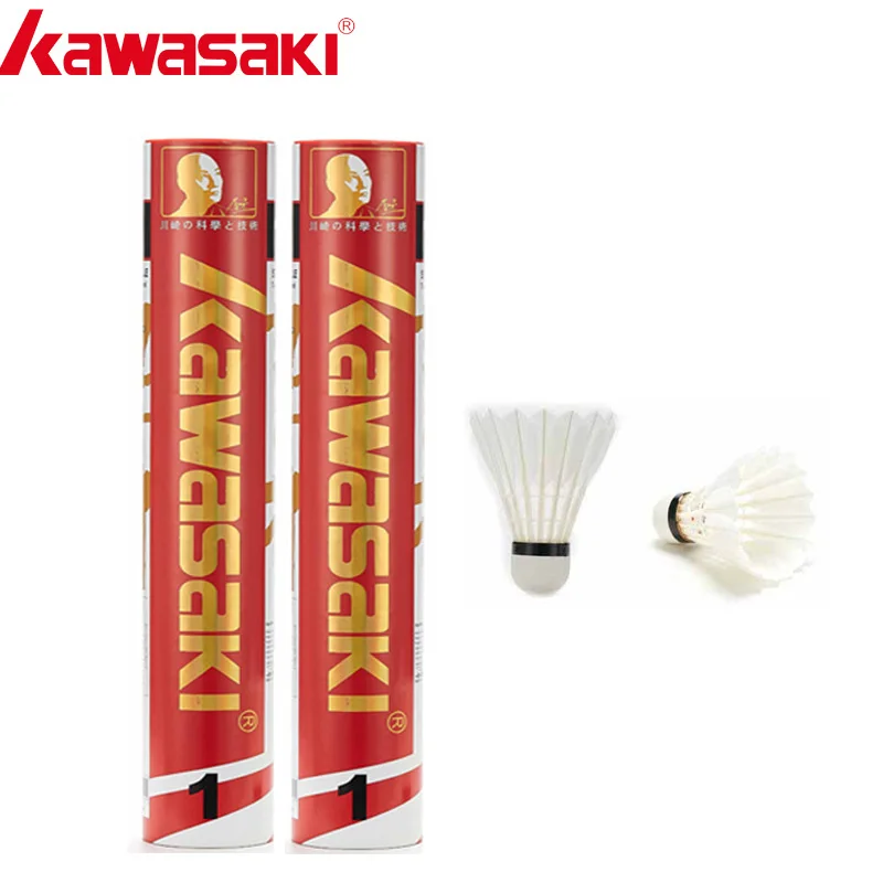 Kawasaki Team 3/ Team 1 Badminton Ball Professional Tournament Grade White Goose Feather Badminton Shuttlecock