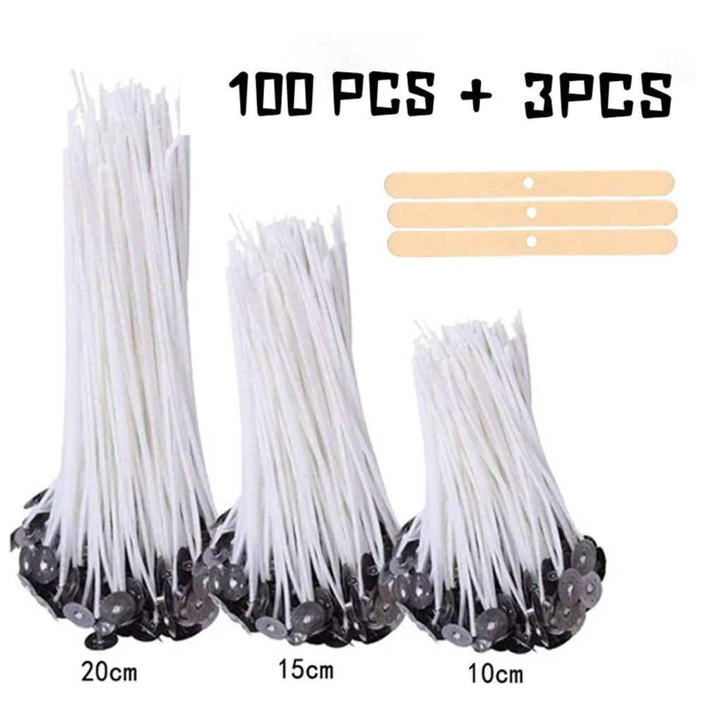 103pcs/set Original Smokeless Candle Wicks Soy Wax Core Woven Cotton Core Kerosene Lamp Wax Line Wood Accessories Candles Making