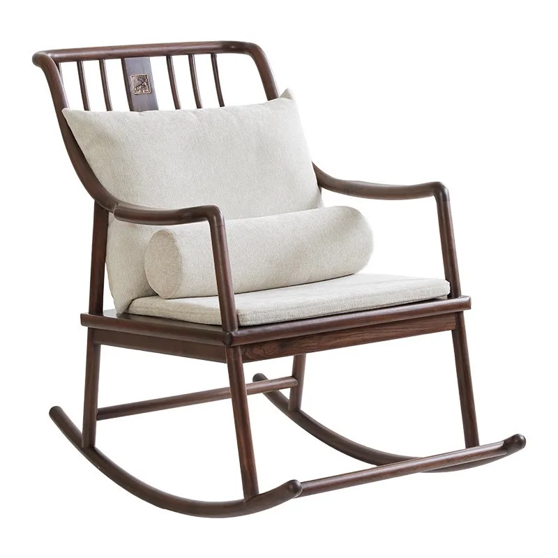 

Solid wood retro rocking chair Adults can sleep, lunch break, courtyard recliner, balcony, home leisure sofa chair