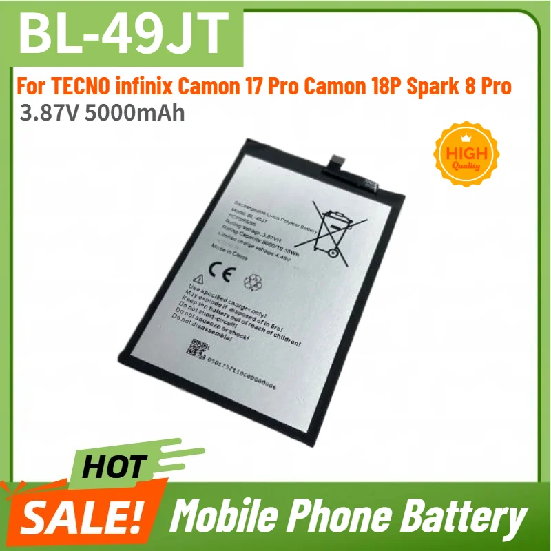 BL-49JT High Quality Battery 3.87V 5000mAh for TECNO infinix Camon 17 Pro Camon 18P Spark 8 Pro Mobile Phone Replacement Battery
