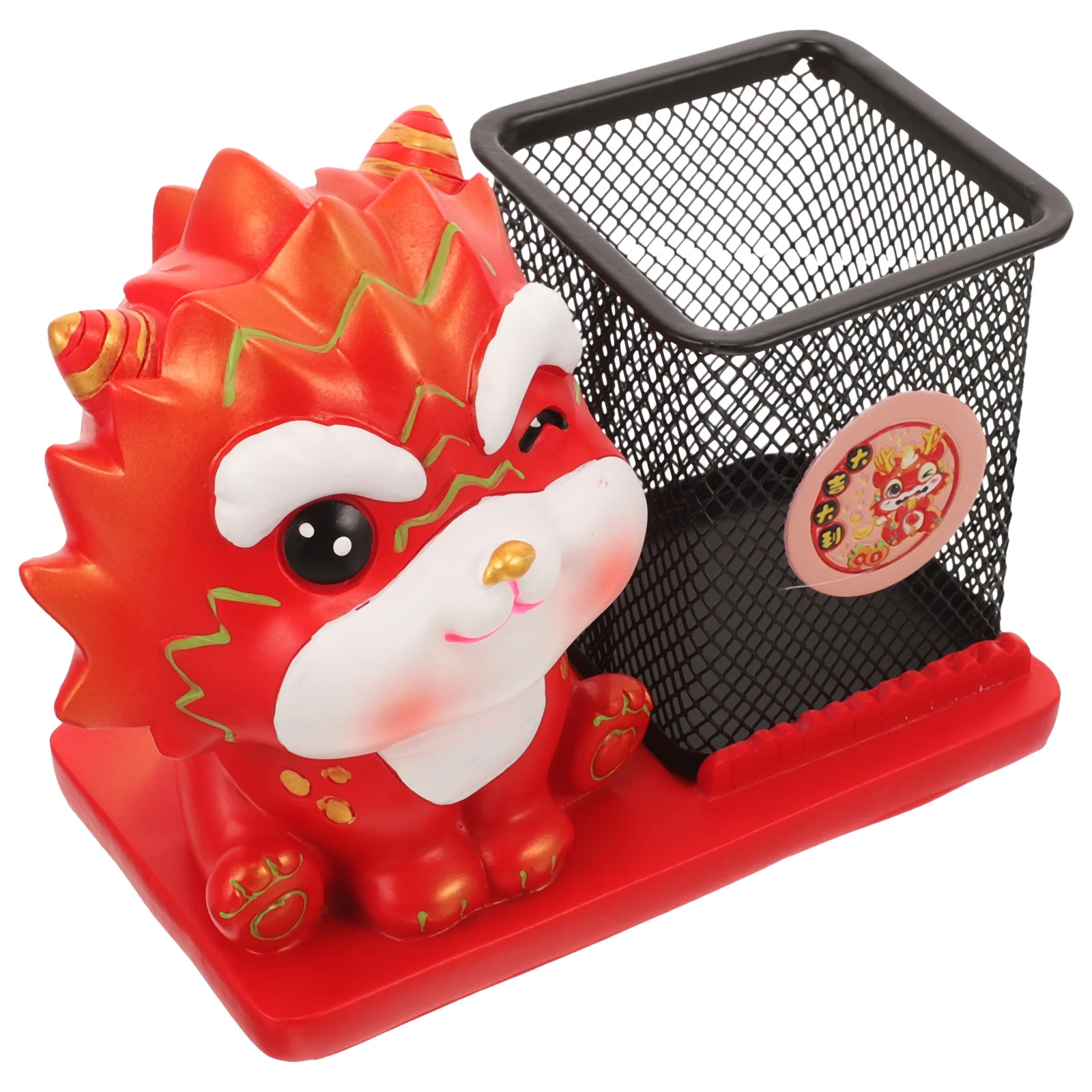 

Dragon Year Pen Holder Resin Mascot Desktop Organizer For Office Home School Stationery Storage Pencil Cup
