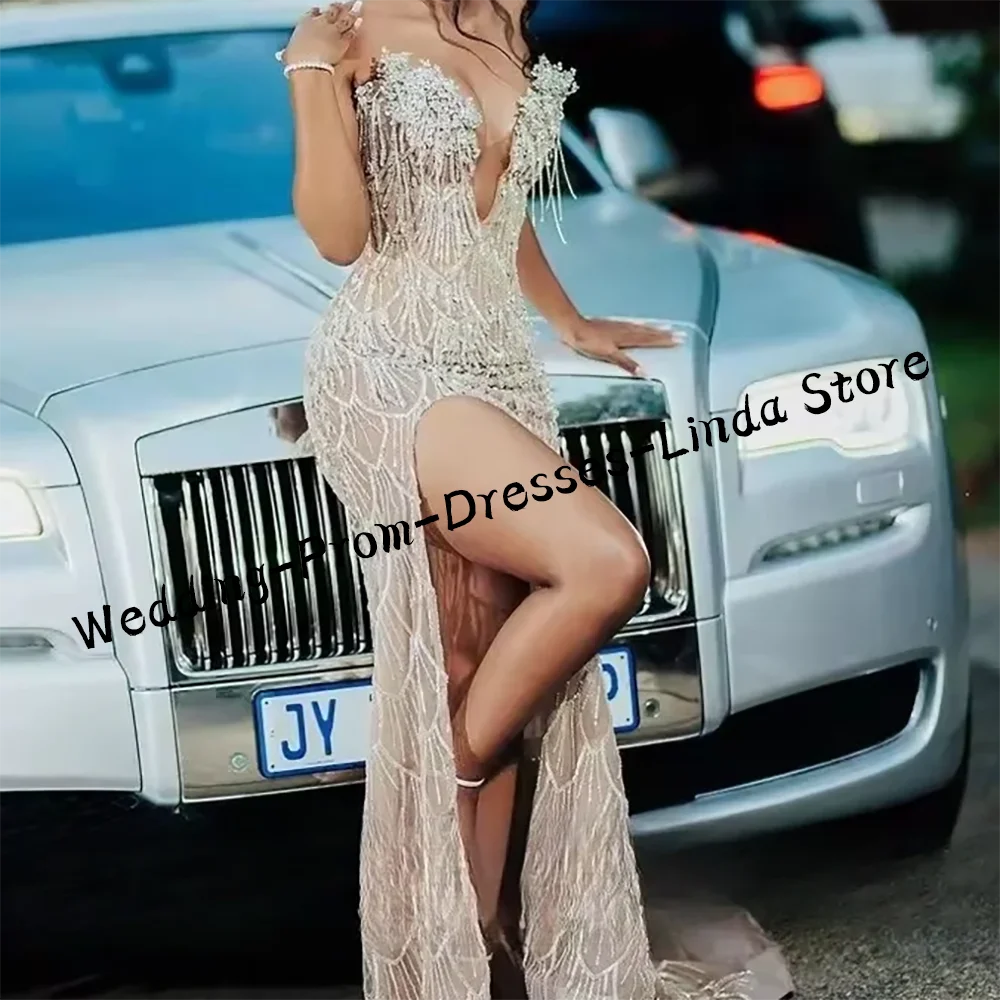 Luxury V-Neck Sequined Sleeveless Backless Mermaid Formal Evening Dresses Birthday Party Prom Gowns Customized image 2