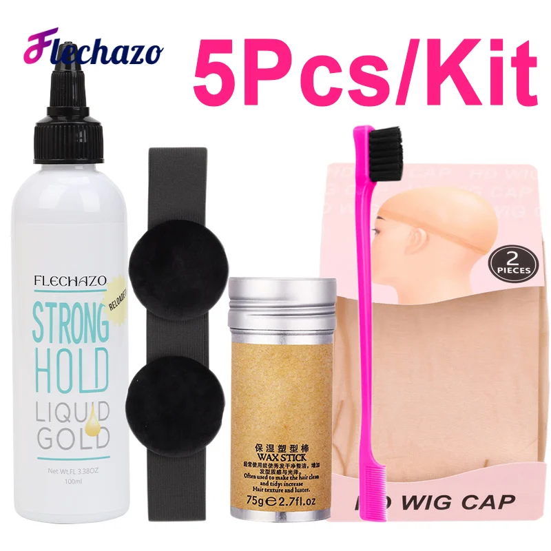 Pegamento líquido de encaje para pelucas, Kit de 6 piezas, adhesivo de fusión de encaje con palo de cera para el cabello, gorro de peluca Hd, banda de fusión de encaje