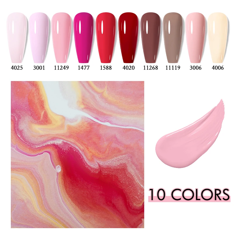 Arte Clavo 10-teiliges Gel-Nagellack-Set, rosa, lila, Nagelgel, semi-permanent, UV-LED-Lack, Nagelkunst-Design, Soak Off Nail Gel Kit