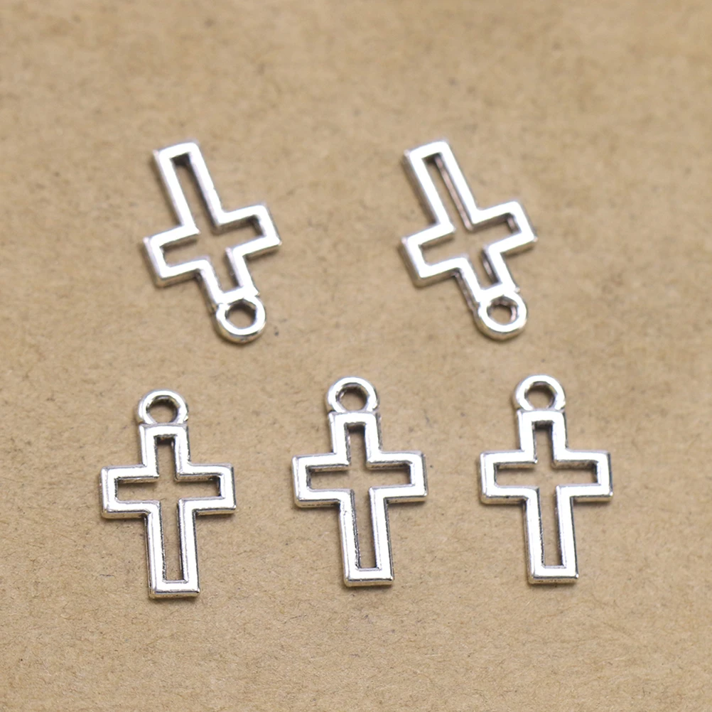 

50pcs Alloy Hollow out Cross Pendants DIY Charms Jewelry Making Accessory for Necklace Bracelet ( Silver)