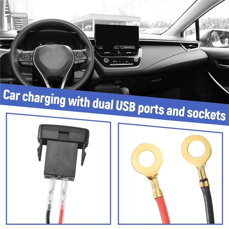 

L37A-Car Charger Socket Dual Usb Port Charging Volt Display Adapter Fit For Toyota