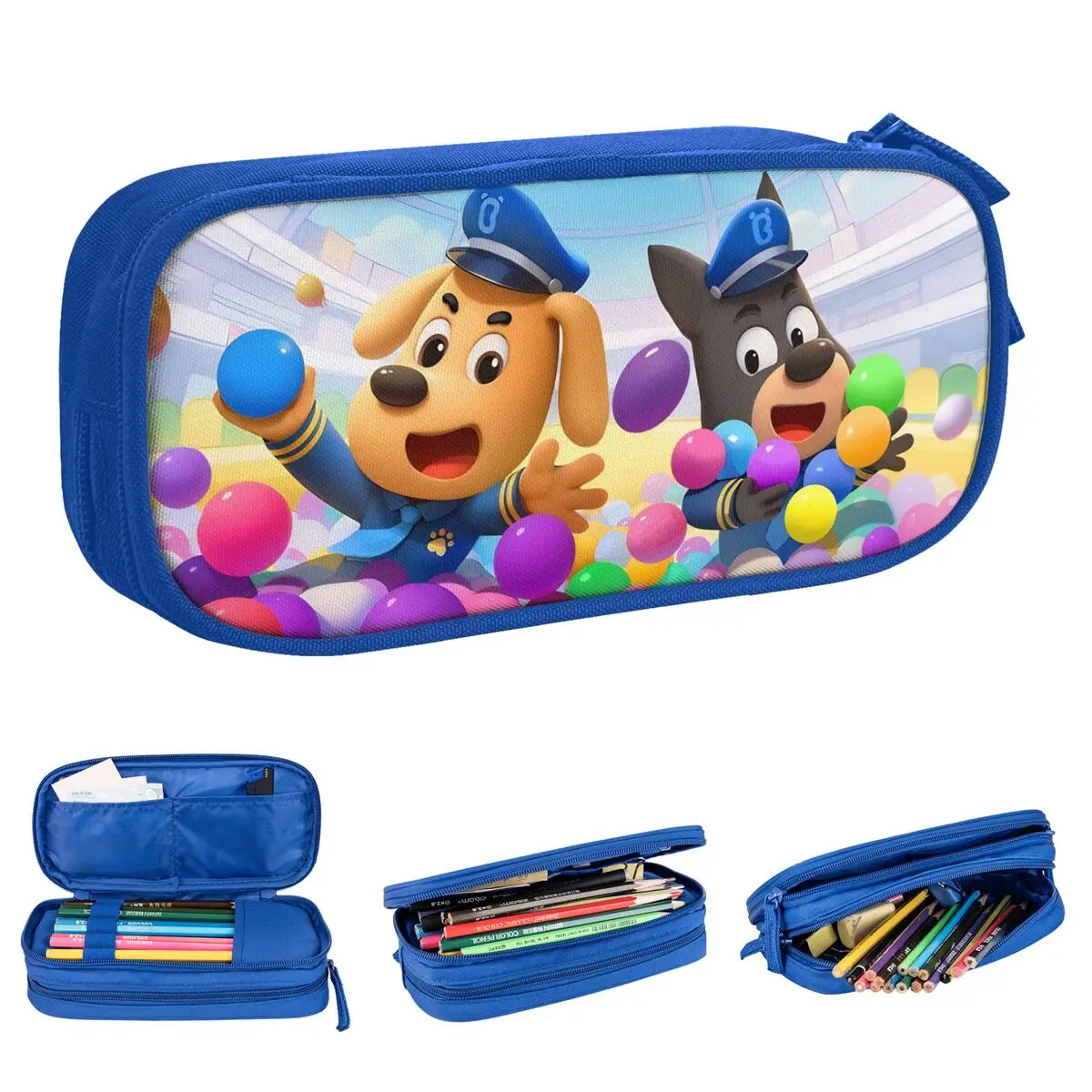 

Sheriff Labrador Dog Pencil Cases Cartoon Pencil Box Pen Holder for Girl Boy Large Storage Bags Student School Zipper Stationery