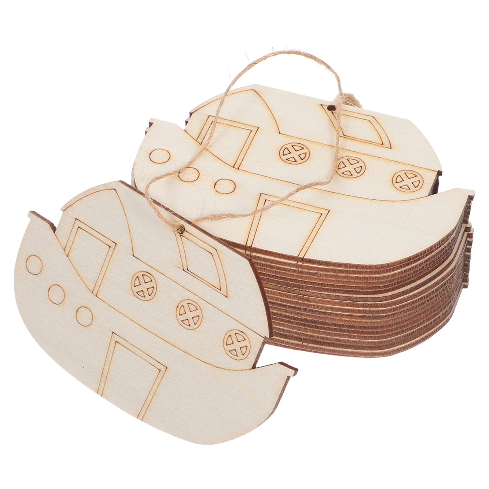 

20pcs Wooden Sailboat Shaped Hanging Ornaments Unfinished Natural Wood Boat Cutouts Smooth Diy Craft Decoration Ocean Theme